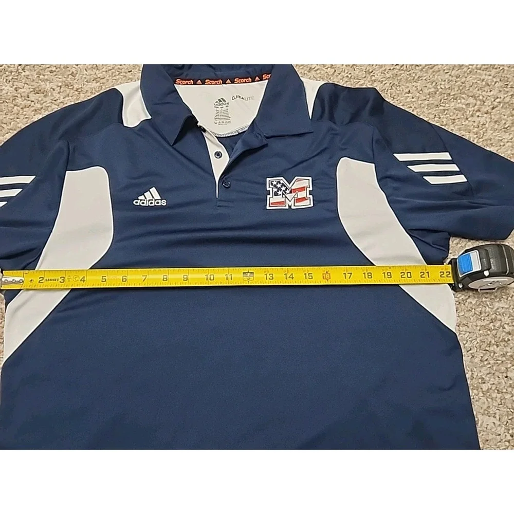 Adidas‎ Climalite Mens Large Navy Blue White Polo Shirt American Flag M Logo